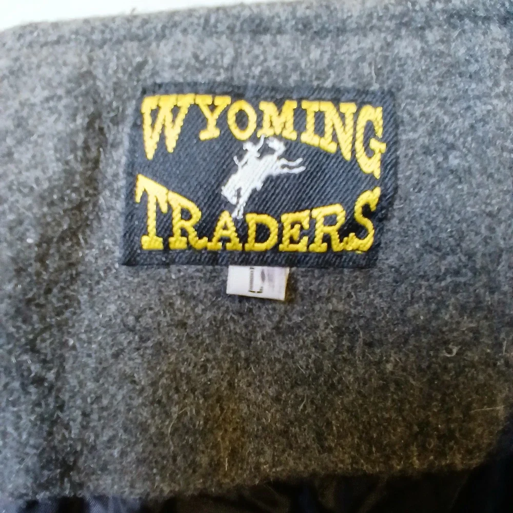 Wyoming Traders Men L Virgin Wool Gray Western Vest Cowboycore Ranch Classic USA